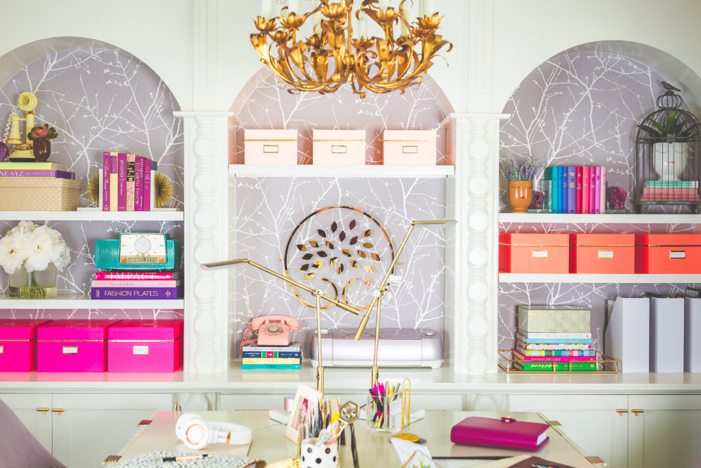 Mid-Century Glam Home Office Remodel by Organized Life Design

bright office | organized office | office organization | purple pink coral teal gold white lilac | floral | styled bookcase | shelfie | west elm | kate spade | see jane work | medina designs | bryce construction | graham and brown | wayfair | post studio projects