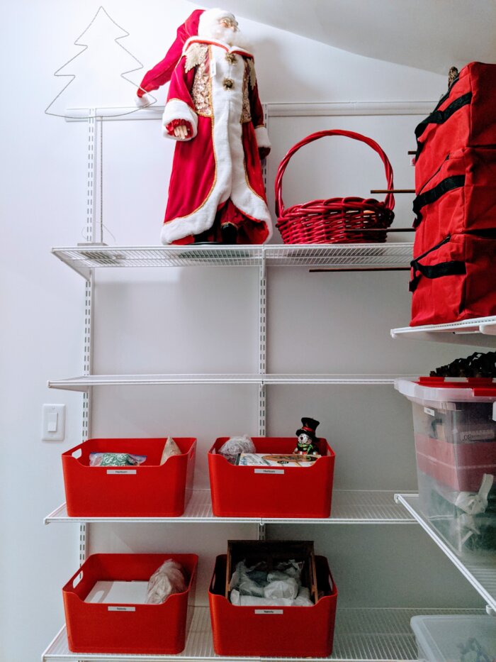 Storage Closet Makeover for Seasonal Decorations